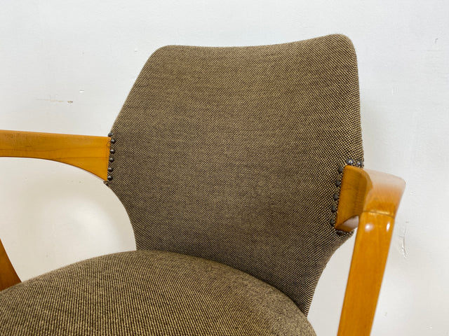 WMK # Besonders schöner & sehr gut erhaltener Mid-Century Cocktailsessel mit hellem Holzrahmen & tollem Originalbezug # Sessel Armlehnstuhl Armchair Stuhl Schreibtischstuhl Vintage Space Age 50er 60er