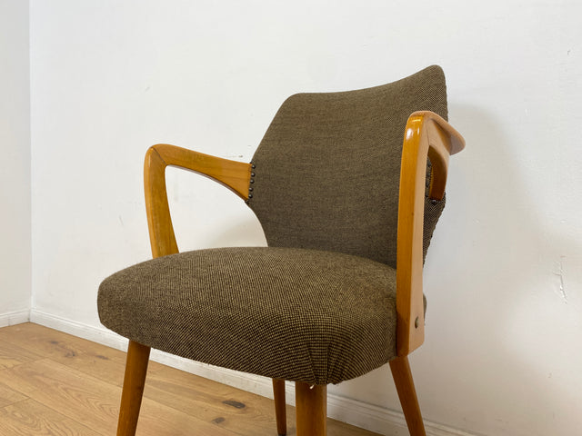WMK # Besonders schöner & sehr gut erhaltener Mid-Century Cocktailsessel mit hellem Holzrahmen & tollem Originalbezug # Sessel Armlehnstuhl Armchair Stuhl Schreibtischstuhl Vintage Space Age 50er 60er
