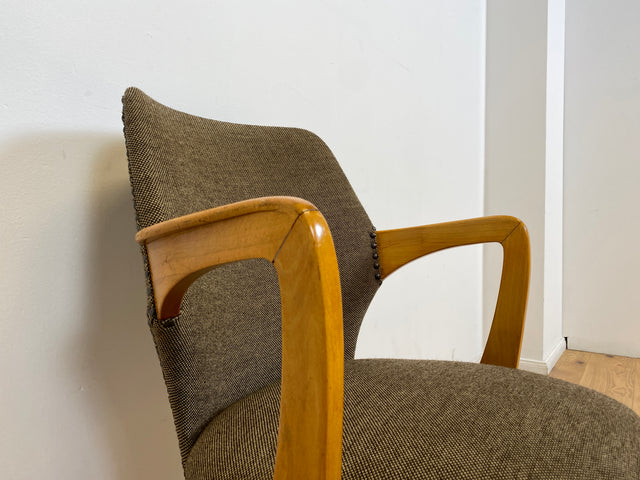 WMK # Besonders schöner & sehr gut erhaltener Mid-Century Cocktailsessel mit hellem Holzrahmen & tollem Originalbezug # Sessel Armlehnstuhl Armchair Stuhl Schreibtischstuhl Vintage Space Age 50er 60er
