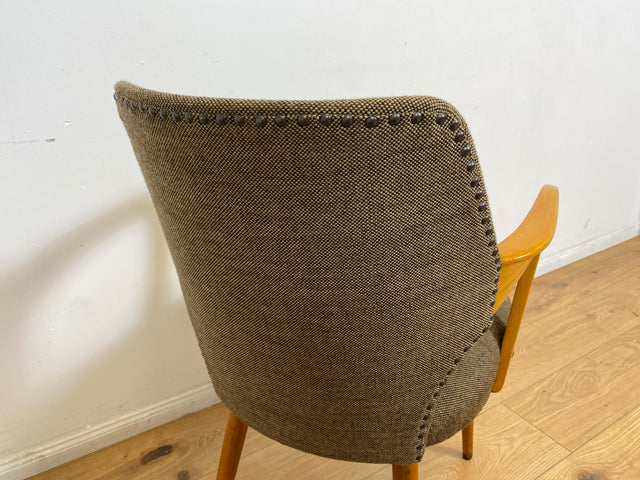 WMK # Besonders schöner & sehr gut erhaltener Mid-Century Cocktailsessel mit hellem Holzrahmen & tollem Originalbezug # Sessel Armlehnstuhl Armchair Stuhl Schreibtischstuhl Vintage Space Age 50er 60er