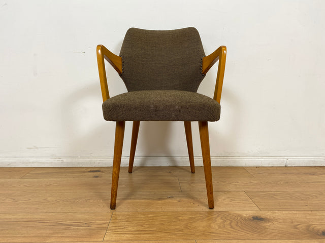 WMK # Besonders schöner & sehr gut erhaltener Mid-Century Cocktailsessel mit hellem Holzrahmen & tollem Originalbezug # Sessel Armlehnstuhl Armchair Stuhl Schreibtischstuhl Vintage Space Age 50er 60er
