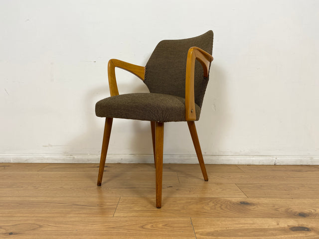 WMK # Besonders schöner & sehr gut erhaltener Mid-Century Cocktailsessel mit hellem Holzrahmen & tollem Originalbezug # Sessel Armlehnstuhl Armchair Stuhl Schreibtischstuhl Vintage Space Age 50er 60er