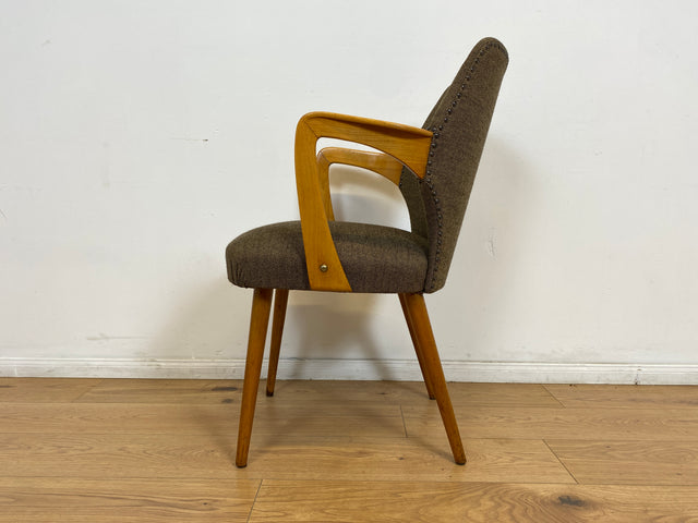 WMK # Besonders schöner & sehr gut erhaltener Mid-Century Cocktailsessel mit hellem Holzrahmen & tollem Originalbezug # Sessel Armlehnstuhl Armchair Stuhl Schreibtischstuhl Vintage Space Age 50er 60er