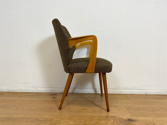 WMK # Besonders schöner & sehr gut erhaltener Mid-Century Cocktailsessel mit hellem Holzrahmen & tollem Originalbezug # Sessel Armlehnstuhl Armchair Stuhl Schreibtischstuhl Vintage Space Age 50er 60er