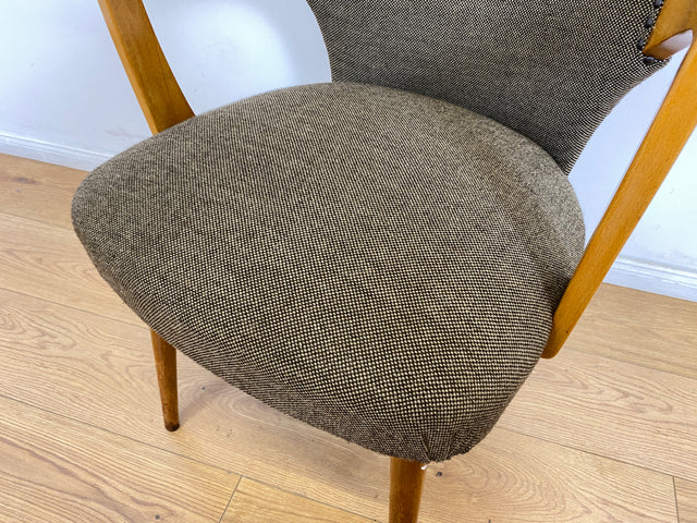 WMK # Besonders schöner & sehr gut erhaltener Mid-Century Cocktailsessel mit hellem Holzrahmen & tollem Originalbezug # Sessel Armlehnstuhl Armchair Stuhl Schreibtischstuhl Vintage Space Age 50er 60er