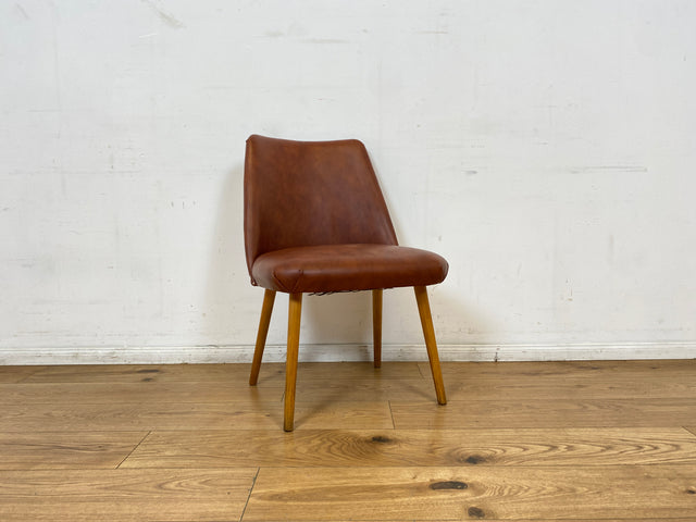WMK I Versand I Kultiger und sehr gut erhaltener Mid-Century DDR Cocktailsessel mit braunem Kunstlederbezug