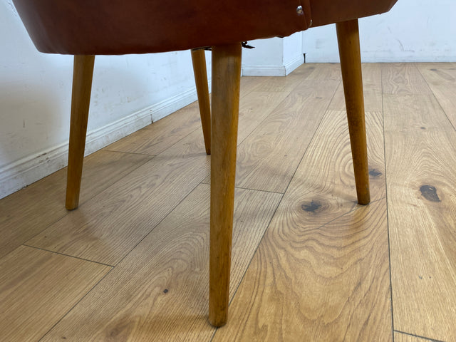 WMK I Versand I Kultiger und sehr gut erhaltener Mid-Century DDR Cocktailsessel mit braunem Kunstlederbezug