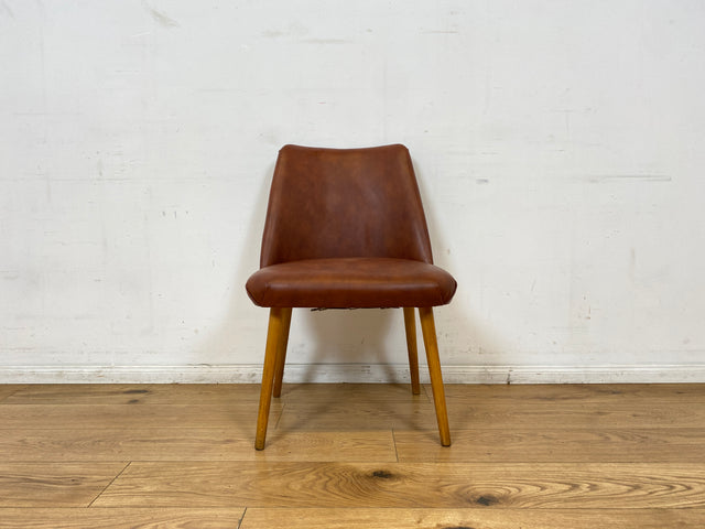 WMK I Versand I Kultiger und sehr gut erhaltener Mid-Century DDR Cocktailsessel mit braunem Kunstlederbezug