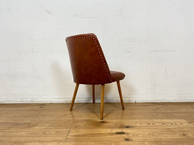 WMK I Versand I Kultiger und sehr gut erhaltener Mid-Century DDR Cocktailsessel mit braunem Kunstlederbezug