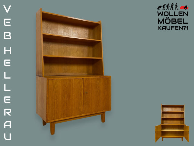 WMK I Stilvoller Mid-Century Designer Bücherschrank 602/A aus 1960 von Franz Ehrlich für VEB Hellerau in Eiche I Regal Bücherregal Highboard Sideboard Kommode 60er DDR Vintage I Berlin Frankfurt NRW