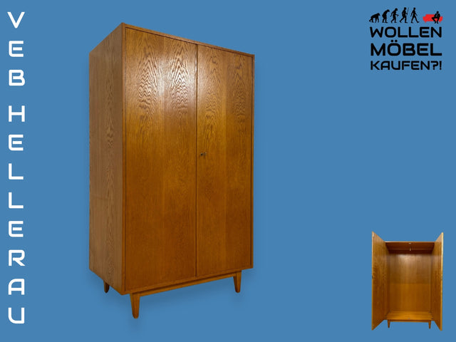 WMK I Stilvoller Mid-Century Designer Kleiderschrank 602/O aus 1960 von Franz Ehrlich für VEB Hellerau in Eiche I Schrank Schlafzimmerschrank Wardrobe 60er DDR Vintage I Berlin Hannover Dresden Bonn
