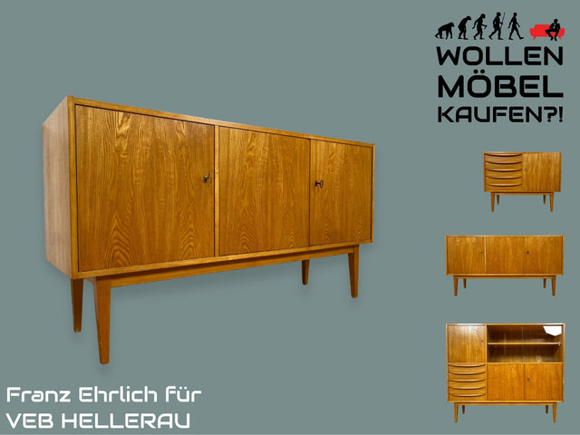 WMK I Versand 85€ I Stilvolles Mid-Century Designer Sideboard 602 von Franz Ehrlich für VEB Hellerau in Senesche I Kommode Schrank Anrichte TV Board Lowboard DDR Vintage 60er I Berlin Leipzig Hamburg