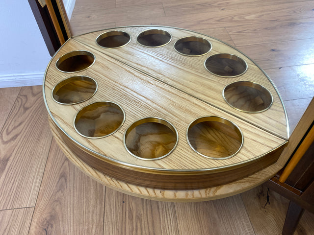 WMK I Seltene Mid-Century Eckkommode mit drehbarem verspiegeltem Barfach & Schiebetüren I Barkommode Barschrank Eckschrank Kommode Bar Minibar Hausbar 50er 60er Vintage Rockabilly Berlin Hamburg Köln