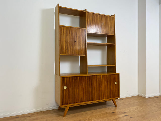 WMK # Stilvolles, minimalistisches Mid-Century Highboard mit verspiegelter Bar & Schiebetüren # Wohnzimmerschrank Sideboard Schrankwand Barschrank Regal Bücherregal Bücherschrank Kommode Vintage 60er