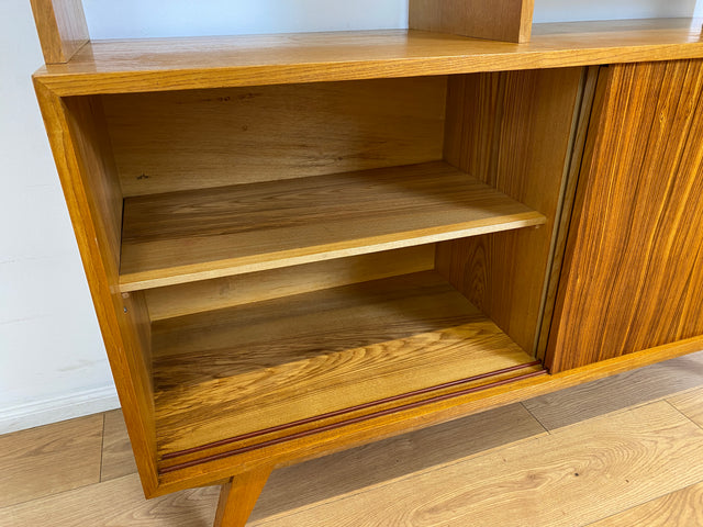 WMK # Stilvolles, minimalistisches Mid-Century Highboard mit verspiegelter Bar & Schiebetüren # Wohnzimmerschrank Sideboard Schrankwand Barschrank Regal Bücherregal Bücherschrank Kommode Vintage 60er