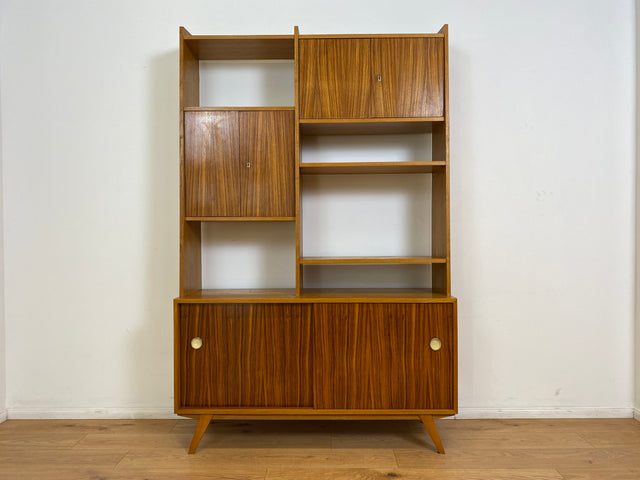 WMK # Stilvolles, minimalistisches Mid-Century Highboard mit verspiegelter Bar & Schiebetüren # Wohnzimmerschrank Sideboard Schrankwand Barschrank Regal Bücherregal Bücherschrank Kommode Vintage 60er