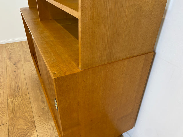 WMK # Stilvolles, minimalistisches Mid-Century Highboard mit verspiegelter Bar & Schiebetüren # Wohnzimmerschrank Sideboard Schrankwand Barschrank Regal Bücherregal Bücherschrank Kommode Vintage 60er