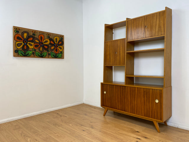 WMK # Stilvolles, minimalistisches Mid-Century Highboard mit verspiegelter Bar & Schiebetüren # Wohnzimmerschrank Sideboard Schrankwand Barschrank Regal Bücherregal Bücherschrank Kommode Vintage 60er