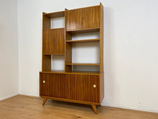 WMK # Stilvolles, minimalistisches Mid-Century Highboard mit verspiegelter Bar & Schiebetüren # Wohnzimmerschrank Sideboard Schrankwand Barschrank Regal Bücherregal Bücherschrank Kommode Vintage 60er