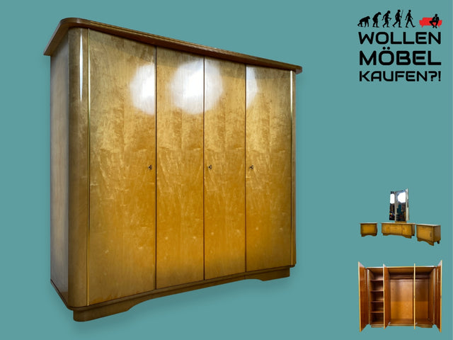 WMK I Stilvoller Mid-Century Kleiderschrank aus vollem Holz mit perfekter Aufteilung I Schrank Schlafzimmerschrank Wäscheschrank Wardrobe Schlafzimmer 50er 60er Vintage Berlin Hannover München Halle