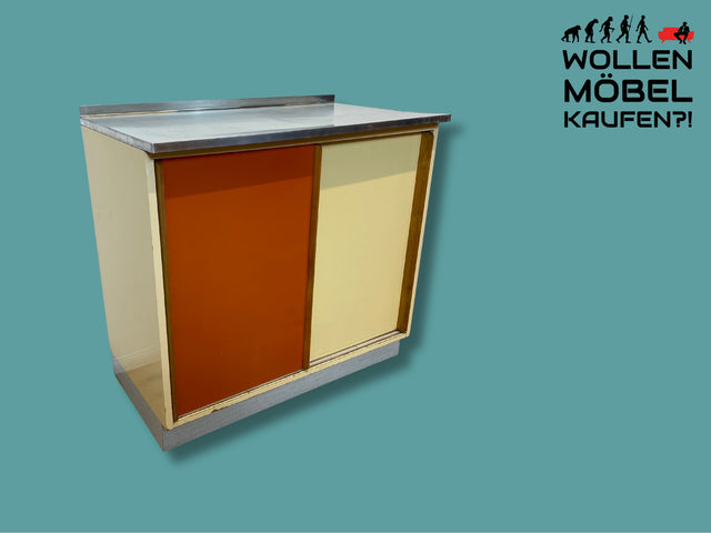 WMK I Freundlicher Mid-Century Küchenschrank mit Schiebetüren und pflegeleichter Resopal Oberfläche I Küche Küchenkommode Küchenunterschrank Kommode Retro Vintage 50er 60er I Berlin Leipzig Hannover