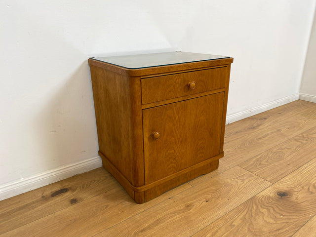 WMK # Hübscher und sehr gut erhaltener Mid-Century Nachttisch aus 1964 in Eichenholz mit Schublade und großem Fach # Nachtschrank Nachtschränkchen Nachtkommode Kommode Bedside Table Vintage 50er 60er