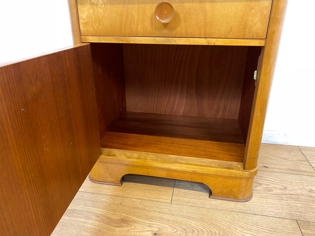 WMK I Hübscher Mid-Century Nachttisch aus vollem Holz mit Schublade und Holzgriffen I Nachtschank Nachtschränkchen Nachtkommode Kommode Night Stand Art Deco Vintage 50er 60er Berlin Göttingen Erfurt