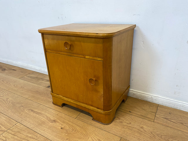 WMK I Hübscher Mid-Century Nachttisch aus vollem Holz mit Schublade und Holzgriffen I Nachtschank Nachtschränkchen Nachtkommode Kommode Night Stand Art Deco Vintage 50er 60er Berlin Göttingen Erfurt