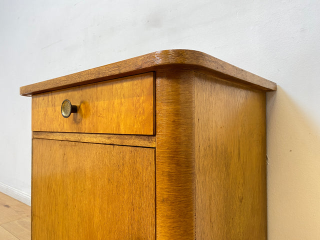 WMK 1/2 Schöner Mid-Century Nachttisch aus vollem Holz mit Schublade und Messinggriffen I Nachtschank Nachtschränkchen Nachtkommode Kommode Night Stand Art Deco Vintage 50er 60er Berlin Bochum Halle