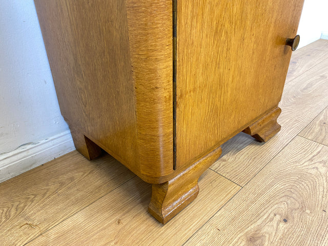 WMK 1/2 Schöner Mid-Century Nachttisch aus vollem Holz mit Schublade und Messinggriffen I Nachtschank Nachtschränkchen Nachtkommode Kommode Night Stand Art Deco Vintage 50er 60er Berlin Bochum Halle