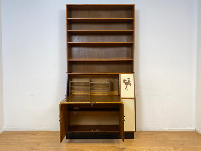 WMK I Einzigartiger und gut erhaltener Mid-Century Schreibschrank mit Regal I Sekretär Schreibkommode Schreibtisch Bücherschrank Bücherregal Flurkommode Vintage Retro 60er 70er Berlin Bonn NRW Bayern