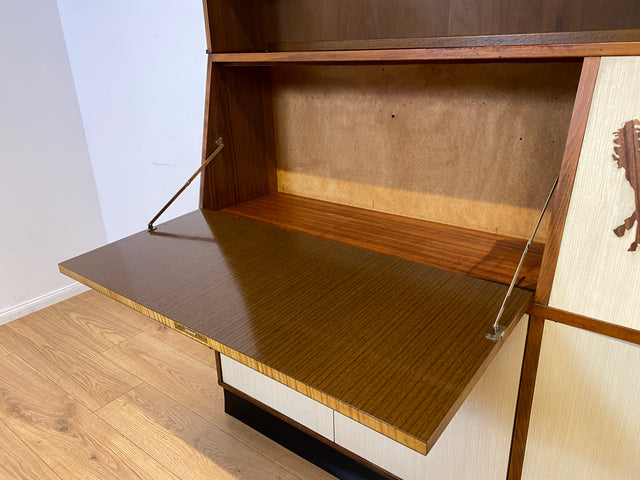 WMK I Einzigartiger und gut erhaltener Mid-Century Schreibschrank mit Regal I Sekretär Schreibkommode Schreibtisch Bücherschrank Bücherregal Flurkommode Vintage Retro 60er 70er Berlin Bonn NRW Bayern