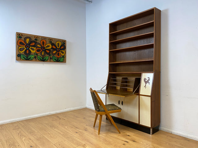 WMK I Einzigartiger und gut erhaltener Mid-Century Schreibschrank mit Regal I Sekretär Schreibkommode Schreibtisch Bücherschrank Bücherregal Flurkommode Vintage Retro 60er 70er Berlin Bonn NRW Bayern