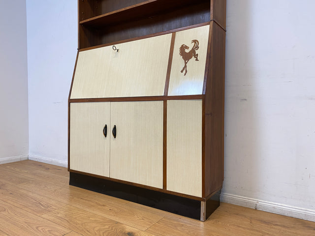 WMK I Einzigartiger und gut erhaltener Mid-Century Schreibschrank mit Regal I Sekretär Schreibkommode Schreibtisch Bücherschrank Bücherregal Flurkommode Vintage Retro 60er 70er Berlin Bonn NRW Bayern