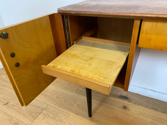 WMK Formschöner kleiner Mid-Century Schreibtisch Modell Dominia von VEB Heidenau mit Schubladen # Desk Arbeitstisch Sekretär Schminktisch Frisiertisch Kinderschreibtisch 50er 60er Rockabilly Vintage