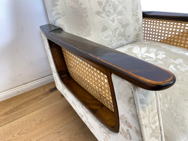 WMK  Eleganter und sehr gut erhaltener Mid-Century Sessel mit bequemen Federkernsitz & Wiener Geflecht # Clubsessel Lesesessel Armlehnensessel Sitzgruppe Sitzgarnitur Art Deco 50er 60er Vintage