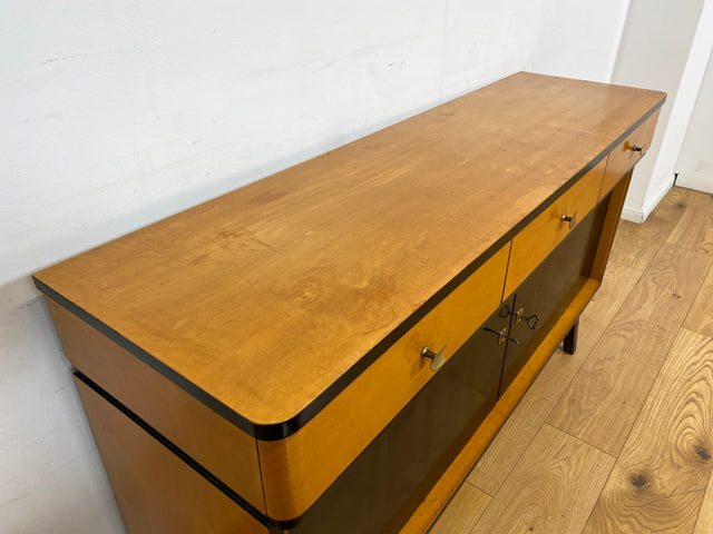 WMK I Sehr schöner Mid-Century Sideboard aus vollem Holz mit Schubladen & Messinggriffen I Anrichte Kommode Schrank Fernsehschrank TV Bank Rockabilly 50er 60er Vintage I Berlin Frankfurt Hamburg
