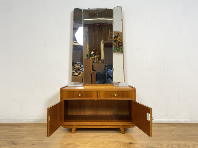 WMK I Stilvolle Mid-Century Spiegelkommode I Vollholz I mit Schubladen & Klappspiegel I Frisierkommode Schminkkommode Wäschekommode Kommode Sideboard Spiegel Ganzkörperspiegel Vintage Berlin Hof Köln