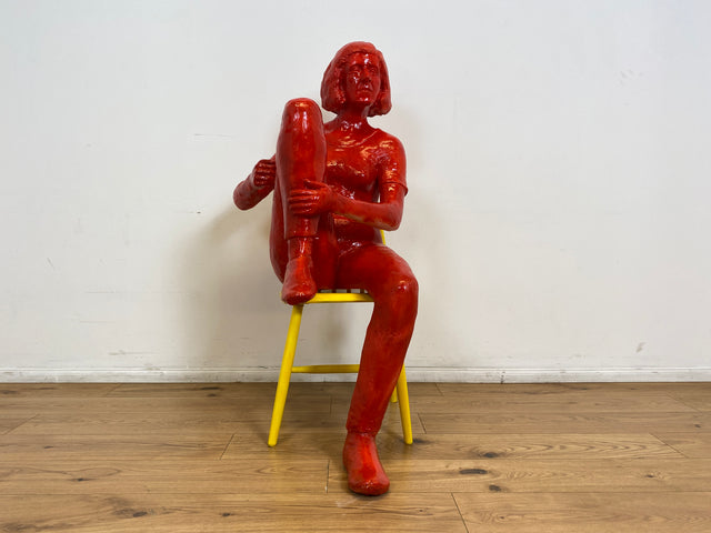 WMK Art # 1/2 Moderne Gipskunst in Lebensgröße - 2 ausdrucksstarke Skulpturen mit Charakter zwischen Pop und Nachdenklichkeit # Statuen Gibsfigur Kunstobjekt Kunstwerk Kunst Loft Dekoration Menschen