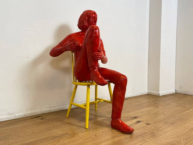 WMK Art # 1/2 Moderne Gipskunst in Lebensgröße - 2 ausdrucksstarke Skulpturen mit Charakter zwischen Pop und Nachdenklichkeit # Statuen Gibsfigur Kunstobjekt Kunstwerk Kunst Loft Dekoration Menschen