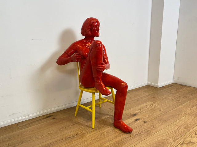 WMK Art # 1/2 Moderne Gipskunst in Lebensgröße - 2 ausdrucksstarke Skulpturen mit Charakter zwischen Pop und Nachdenklichkeit # Statuen Gibsfigur Kunstobjekt Kunstwerk Kunst Loft Dekoration Menschen