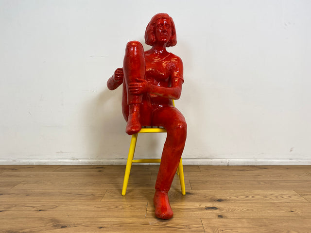 WMK Art # 1/2 Moderne Gipskunst in Lebensgröße - 2 ausdrucksstarke Skulpturen mit Charakter zwischen Pop und Nachdenklichkeit # Statuen Gibsfigur Kunstobjekt Kunstwerk Kunst Loft Dekoration Menschen