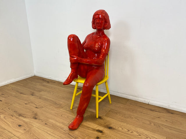 WMK Art # 1/2 Moderne Gipskunst in Lebensgröße - 2 ausdrucksstarke Skulpturen mit Charakter zwischen Pop und Nachdenklichkeit # Statuen Gibsfigur Kunstobjekt Kunstwerk Kunst Loft Dekoration Menschen