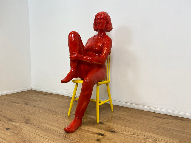 WMK Art # 1/2 Moderne Gipskunst in Lebensgröße - 2 ausdrucksstarke Skulpturen mit Charakter zwischen Pop und Nachdenklichkeit # Statuen Gibsfigur Kunstobjekt Kunstwerk Kunst Loft Dekoration Menschen