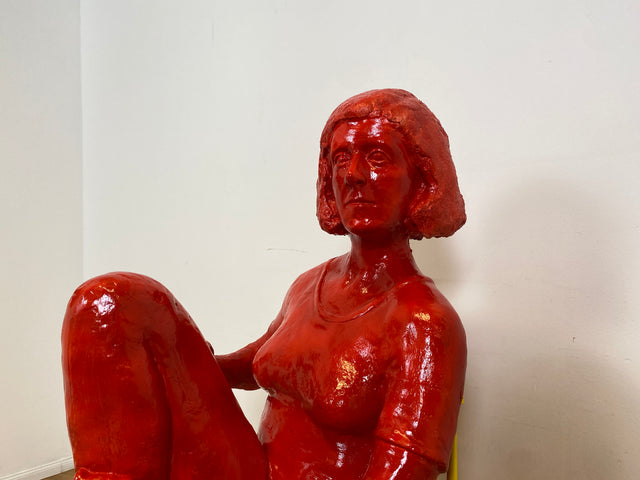 WMK Art # 1/2 Moderne Gipskunst in Lebensgröße - 2 ausdrucksstarke Skulpturen mit Charakter zwischen Pop und Nachdenklichkeit # Statuen Gibsfigur Kunstobjekt Kunstwerk Kunst Loft Dekoration Menschen