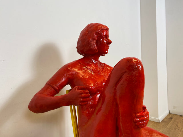 WMK Art # 1/2 Moderne Gipskunst in Lebensgröße - 2 ausdrucksstarke Skulpturen mit Charakter zwischen Pop und Nachdenklichkeit # Statuen Gibsfigur Kunstobjekt Kunstwerk Kunst Loft Dekoration Menschen