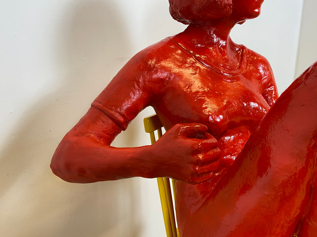 WMK Art # 1/2 Moderne Gipskunst in Lebensgröße - 2 ausdrucksstarke Skulpturen mit Charakter zwischen Pop und Nachdenklichkeit # Statuen Gibsfigur Kunstobjekt Kunstwerk Kunst Loft Dekoration Menschen