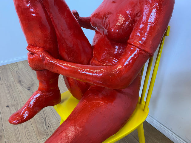 WMK Art # 1/2 Moderne Gipskunst in Lebensgröße - 2 ausdrucksstarke Skulpturen mit Charakter zwischen Pop und Nachdenklichkeit # Statuen Gibsfigur Kunstobjekt Kunstwerk Kunst Loft Dekoration Menschen