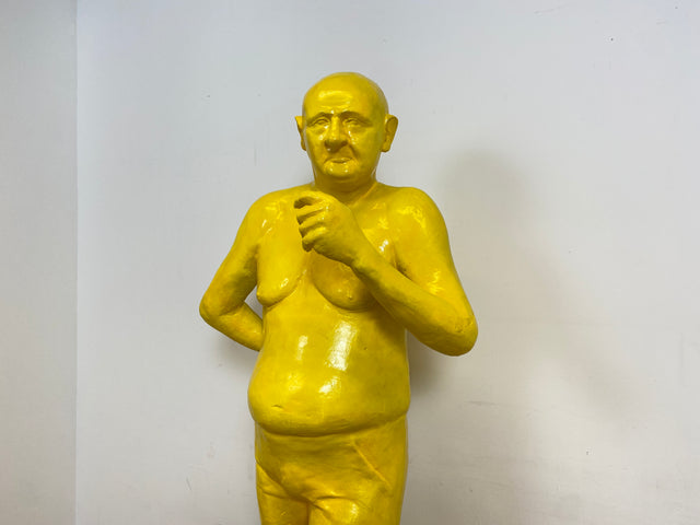 WMK Art # 1/2 Moderne Gipskunst in Lebensgröße - 2 ausdrucksstarke Skulpturen mit Charakter zwischen Pop und Nachdenklichkeit # Statuen Gibsfigur Kunstobjekt Kunstwerk Kunst Loft Dekoration Menschen