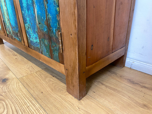 Boatwood by WMK I Einzigartiges nachhaltiges Sideboard aus altem Bootsholz, ein handgefertigtes Unikat aus massivem Teakholz I Kommode Schrank TV-Lowboard Anrichte Schuhkommode Schuhschrank Bootsmöbel